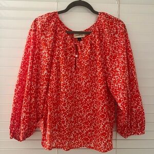 Universal Thread | Women’s Long Sleeve Blouse | Red/Orange Floral | Large